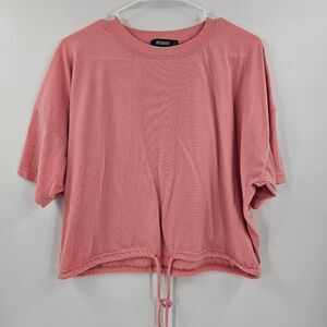 Missguided crop top tshirt tee 10 large coral pink orange gym workout running